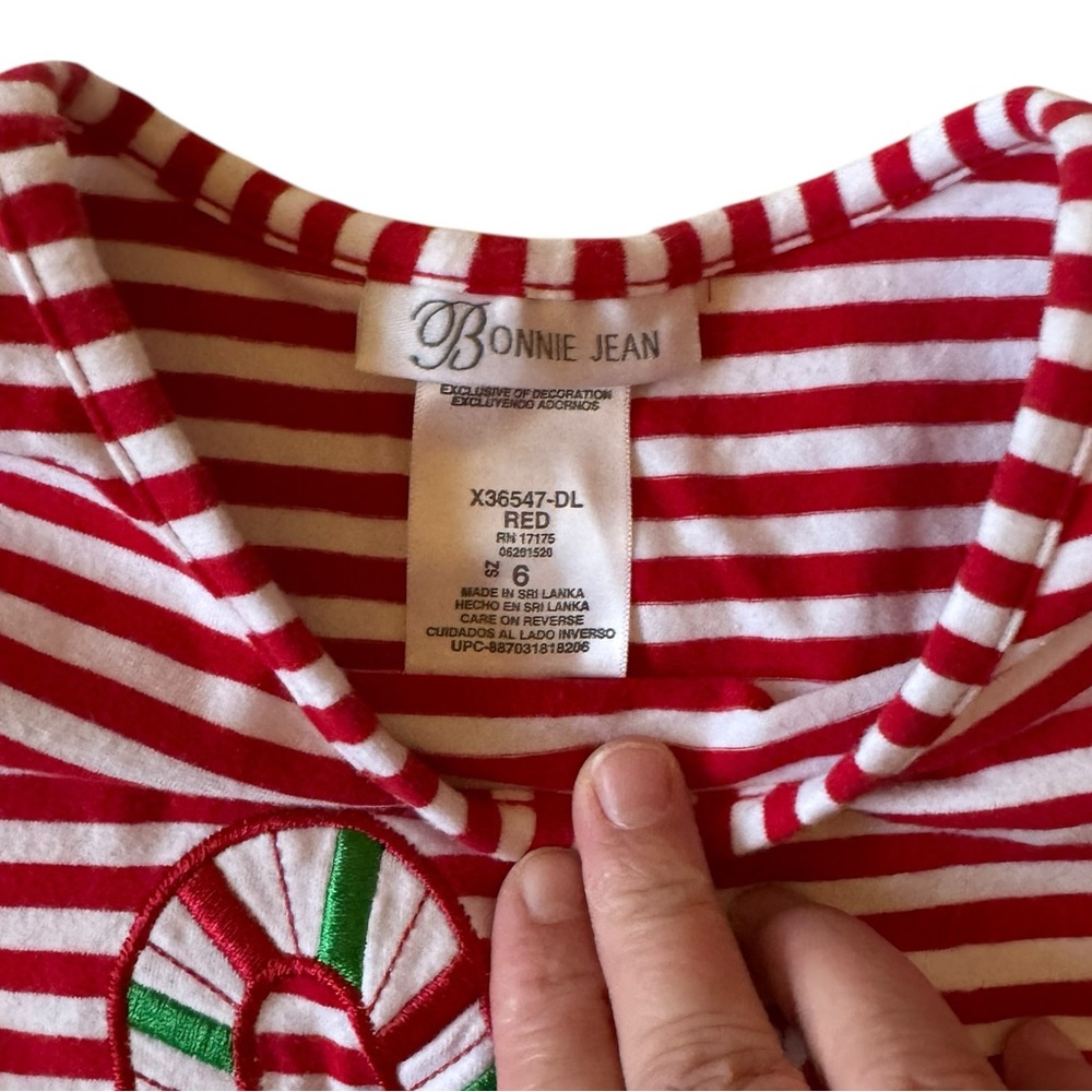 Bonnie Jean Candy Cane Striped Christmas Dress size 6 - Picture 3 of 7
